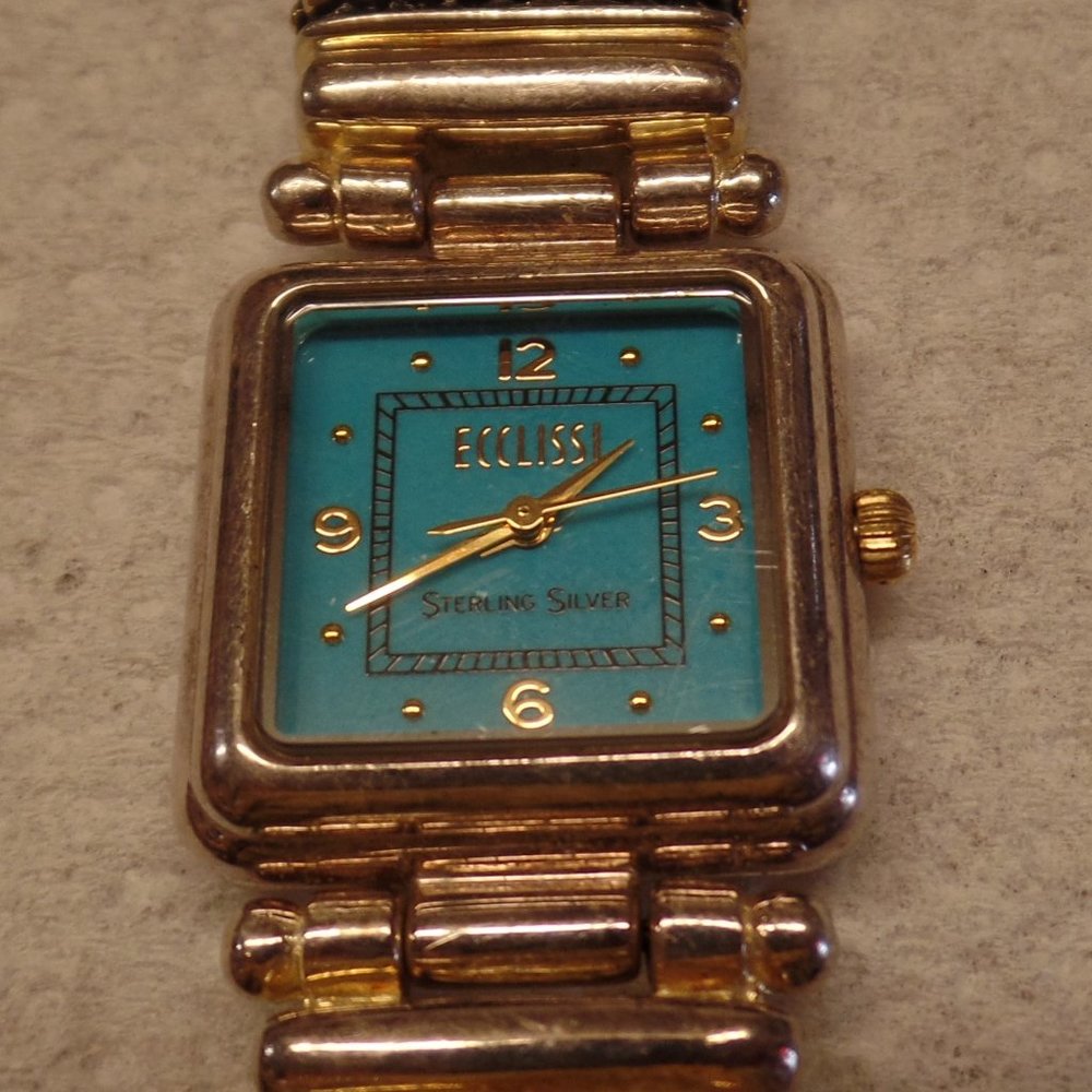 ECCLISSI STERLING SILVER WATCH LEATHER BAND 9.25" - Picture 1 of 16